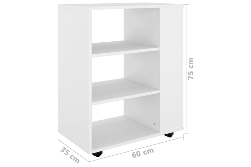 Skåp med hjul vit 60x35x75 cm spånskiva - Vit - Möbler - Bord