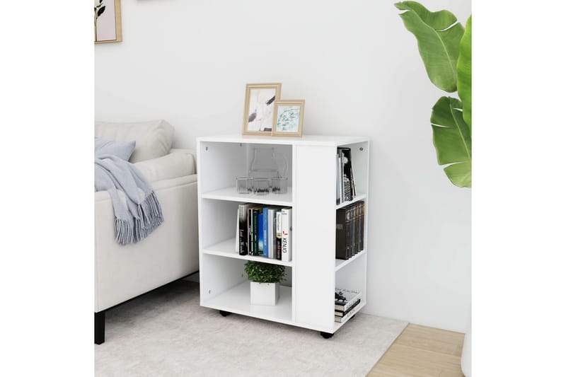 Skåp med hjul vit 60x35x75 cm spånskiva - Vit - Möbler - Bord