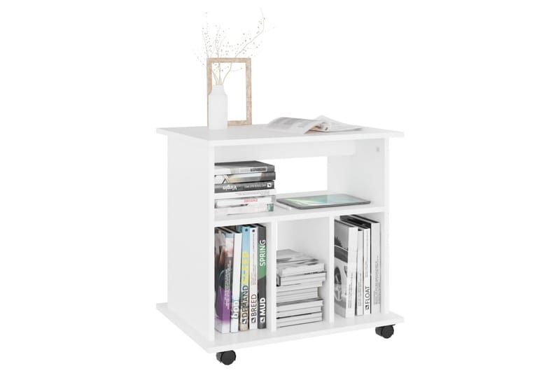 Skåp med hjul vit 60x45x60 cm spånskiva - Vit - Möbler - Bord
