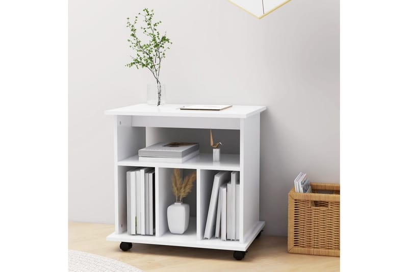 Skåp med hjul vit 60x45x60 cm spånskiva - Vit - Möbler - Bord