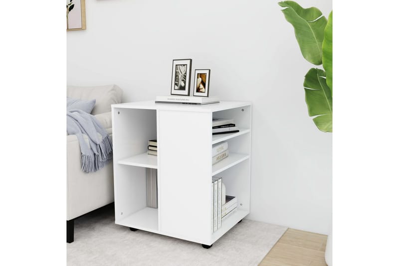 Skåp med hjul vit 60x53x72 cm spånskiva - Vit - Möbler - Bord
