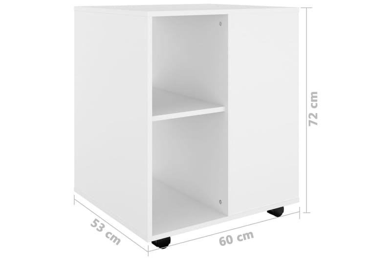 Skåp med hjul vit 60x53x72 cm spånskiva - Vit - Möbler - Bord