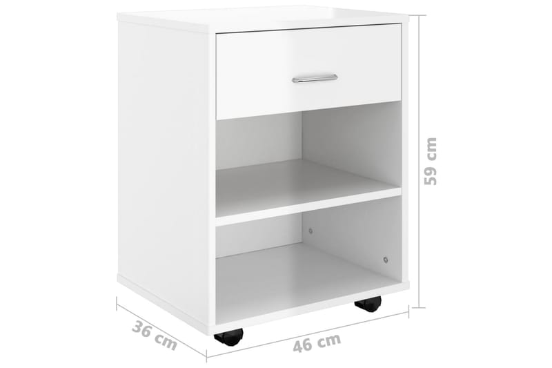 Skåp med hjul vit högglans 46x36x59 cm spånskiva - Vit - Möbler - Bord
