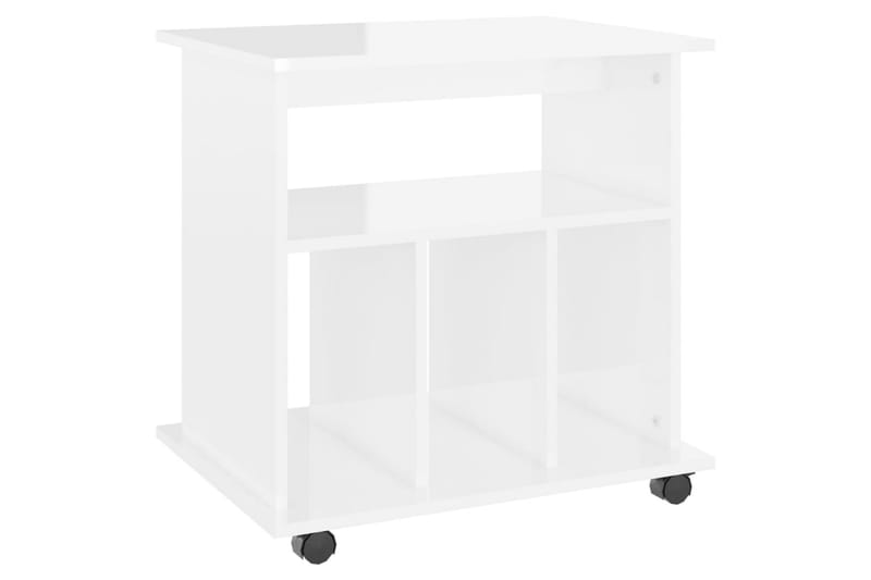Skåp med hjul vit högglans 60x45x60 cm spånskiva - Vit - Möbler - Bord