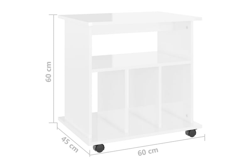 Skåp med hjul vit högglans 60x45x60 cm spånskiva - Vit - Möbler - Bord