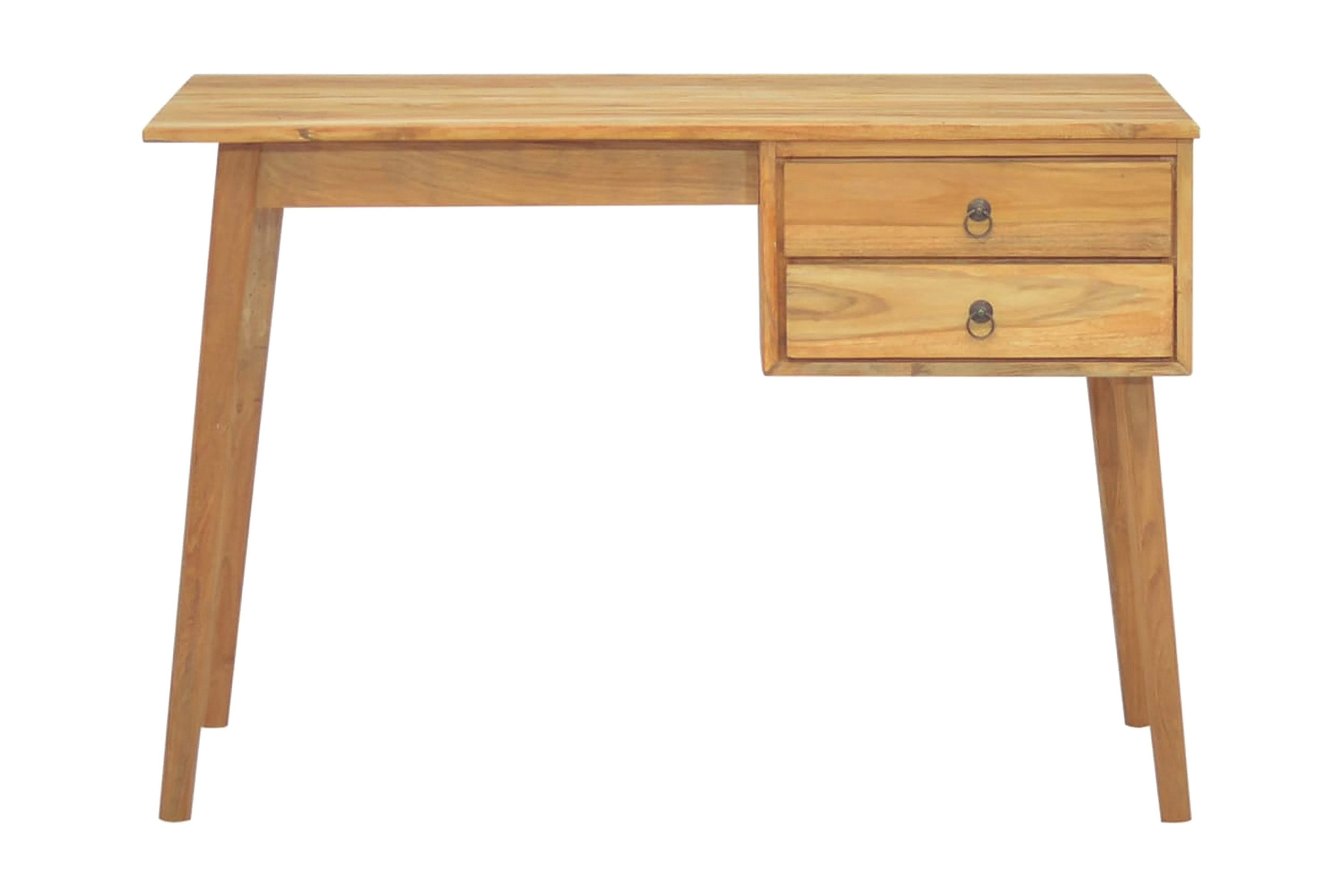 Skrivbord med 2 lådor 110x52x75 cm massivt teak – Brun