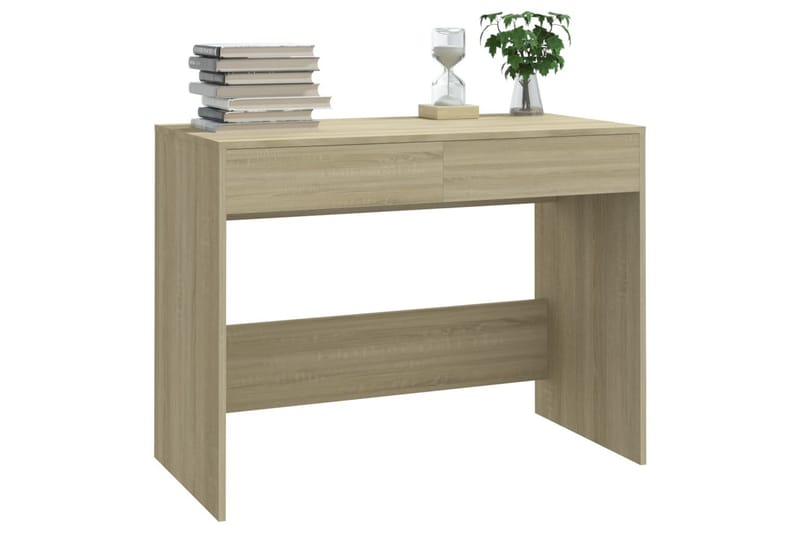 Skrivbord sonoma-ek 101x50x76,5 cm spånskiva - Beige - Möbler - Bord