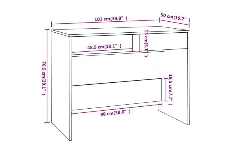 Skrivbord svart 101x50x76,5 cm spånskiva - Svart - Möbler - Bord