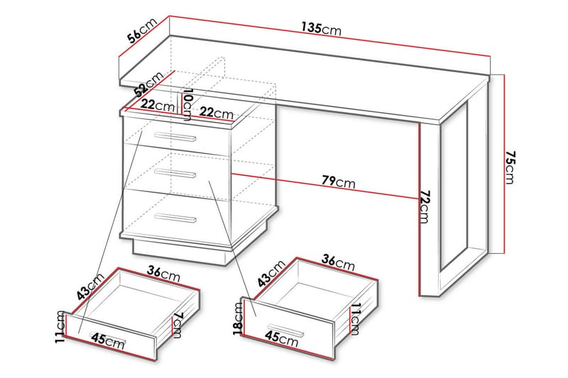 Skrivbord - Svart|Ek - Möbler - Bord