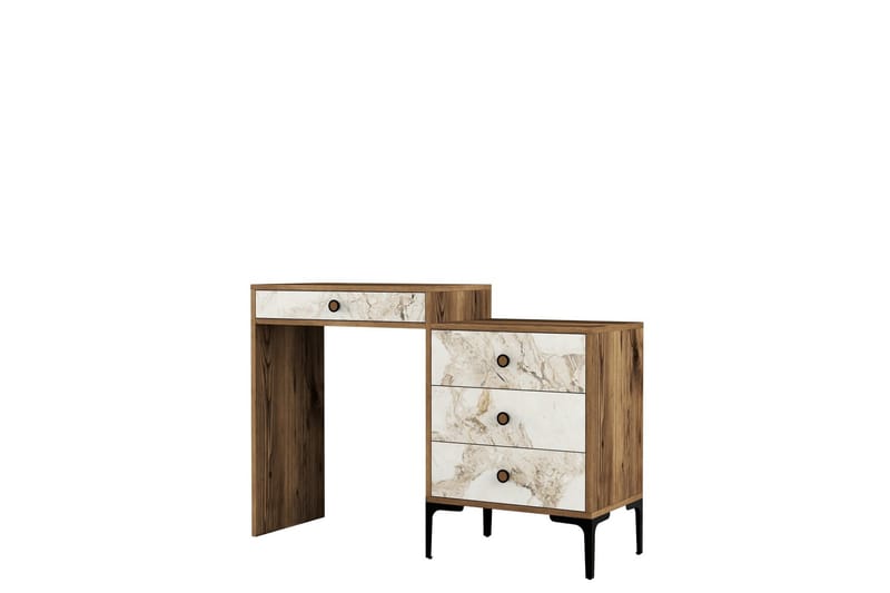 Ameias Sminkbord 124x84,7 cm Brun/Vit, Hanah Home