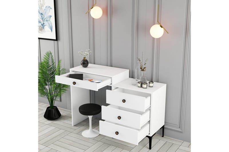 Ameias Sminkbord 124x84,7 cm Vit - Hanah Home - Möbler - Bord - Sminkbord