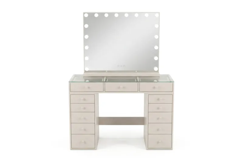 Sminkbord Basic Home Glow 120 cm med Glow Sminkspegel 80 cm Beige