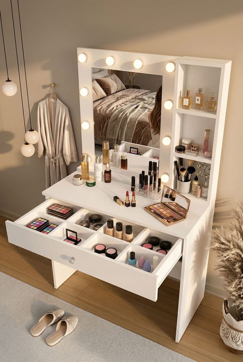 Darrowe Sminkbord 80x147x42,5 cm - Vit - Möbler - Bord - Sminkbord