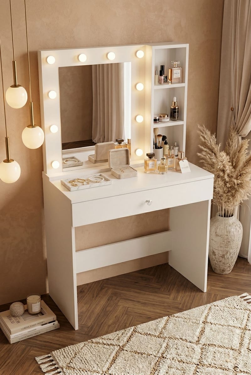 Darrowe Sminkbord 80x147x42,5 cm - Vit - Möbler - Bord - Sminkbord
