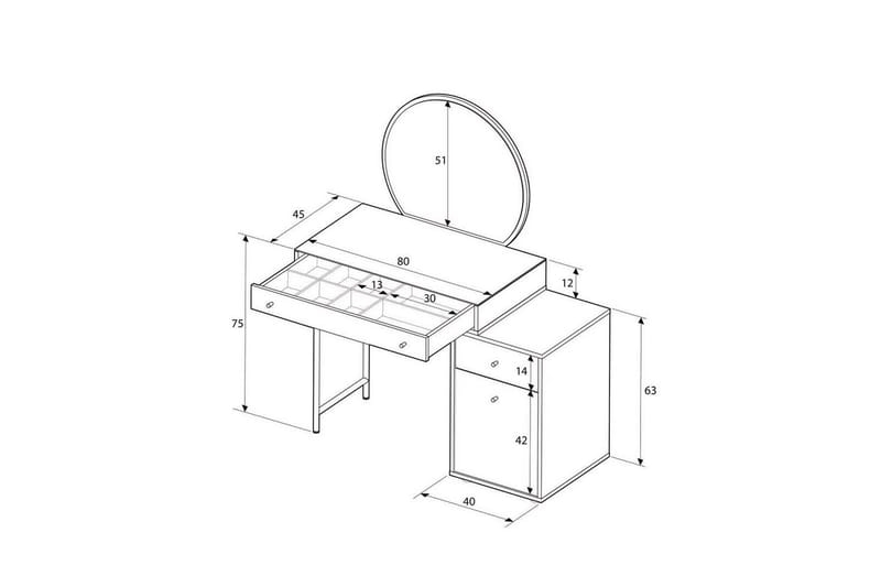 Sminkbord Dralen Mink - Multifärgad - Möbler - Bord