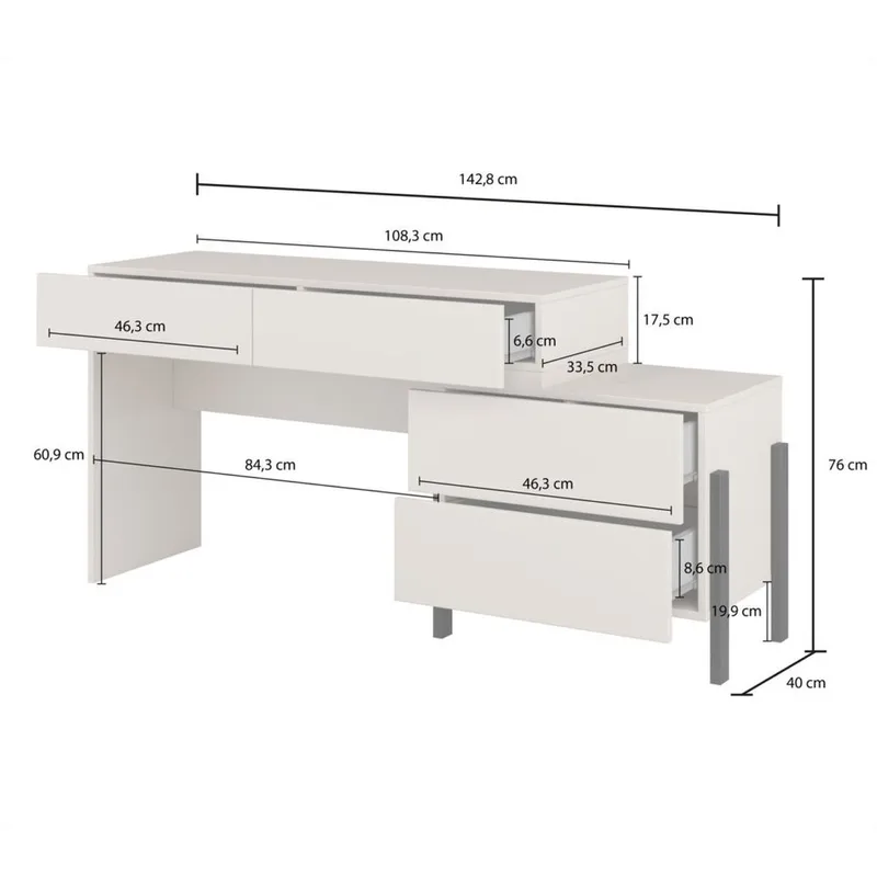 Sminkbord Jukon S med 4 Lådor - Möbler - Bord