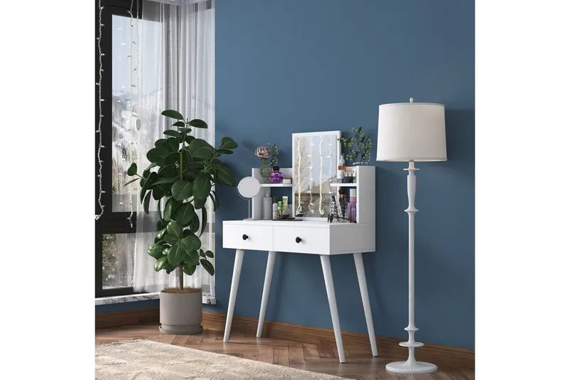 Junji Sminkbord 89,8x111,8 cm Vit - Hanah Home - Möbler - Bord - Sminkbord