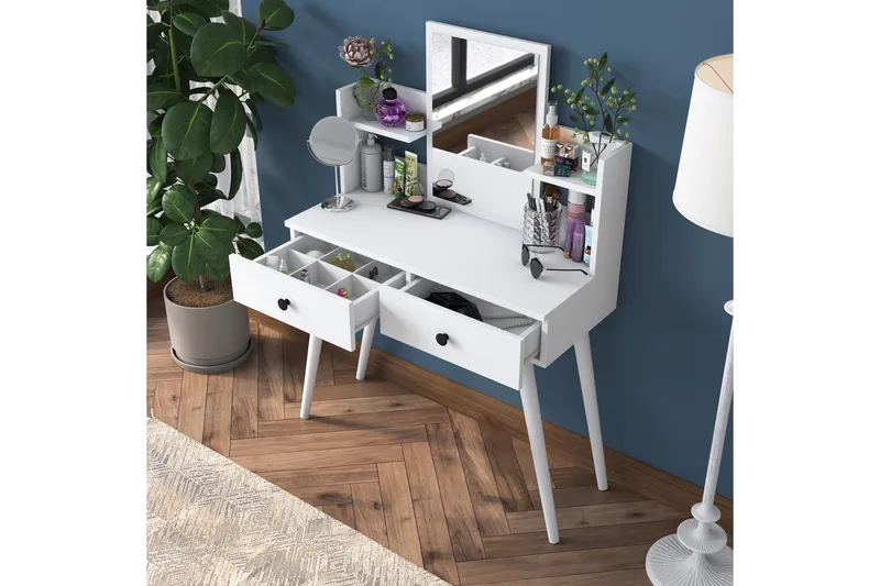 Junji Sminkbord 89,8x111,8 cm Vit - Hanah Home - Möbler - Bord - Sminkbord