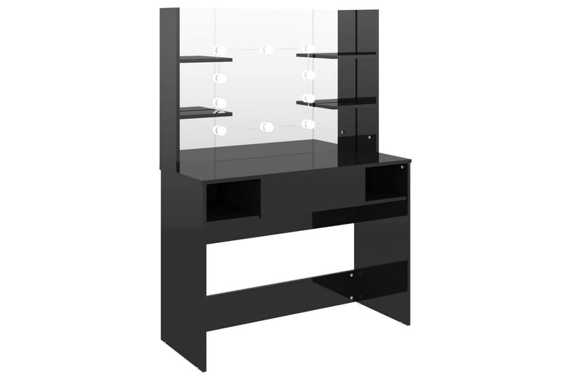 Sminkbord med LED-belysning 100x40x135 cm MDF svart glänsand - Svart - Möbler - Bord