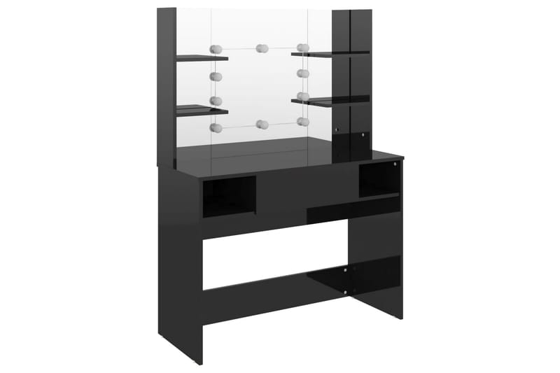 Sminkbord med LED-belysning 100x40x135 cm MDF svart glänsand - Svart - Möbler - Bord