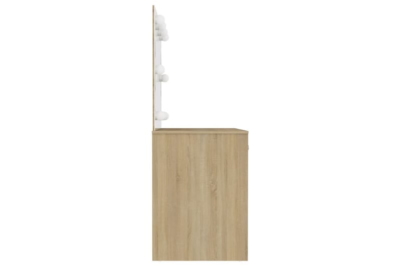 Sminkbord med LED-belysning 110x55x145 cm MDF ek - Brun - Möbler - Bord