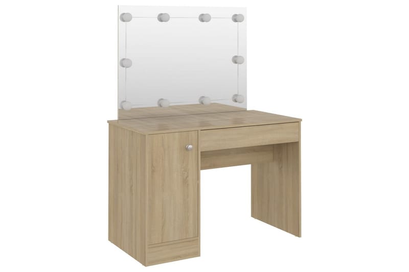 Sminkbord med LED-belysning 110x55x145 cm MDF ek - Brun - Möbler - Bord