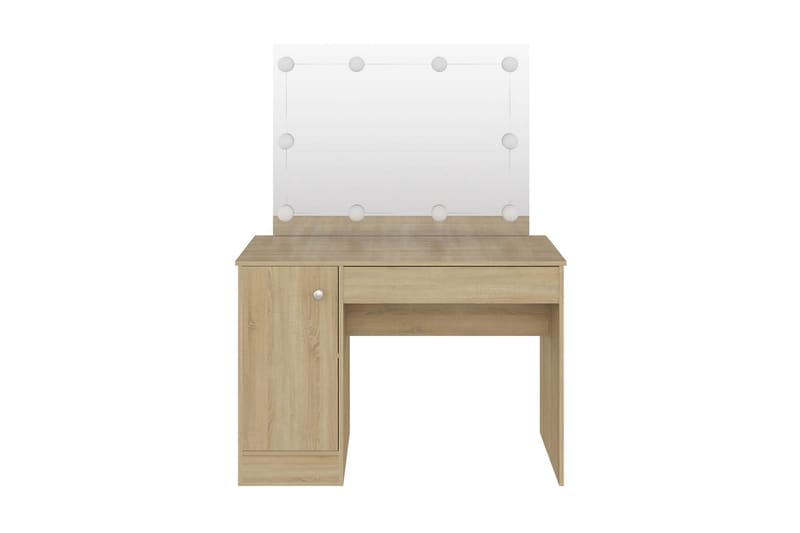 Sminkbord med LED-belysning 110x55x145 cm MDF ek - Brun - Möbler - Bord