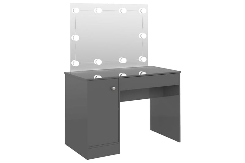 Sminkbord med LED-belysning 110x55x145 cm MDF glänsande grå - Grå - Möbler - Bord