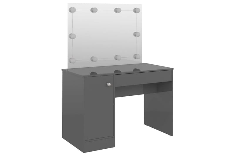 Sminkbord med LED-belysning 110x55x145 cm MDF glänsande grå - Grå - Möbler - Bord