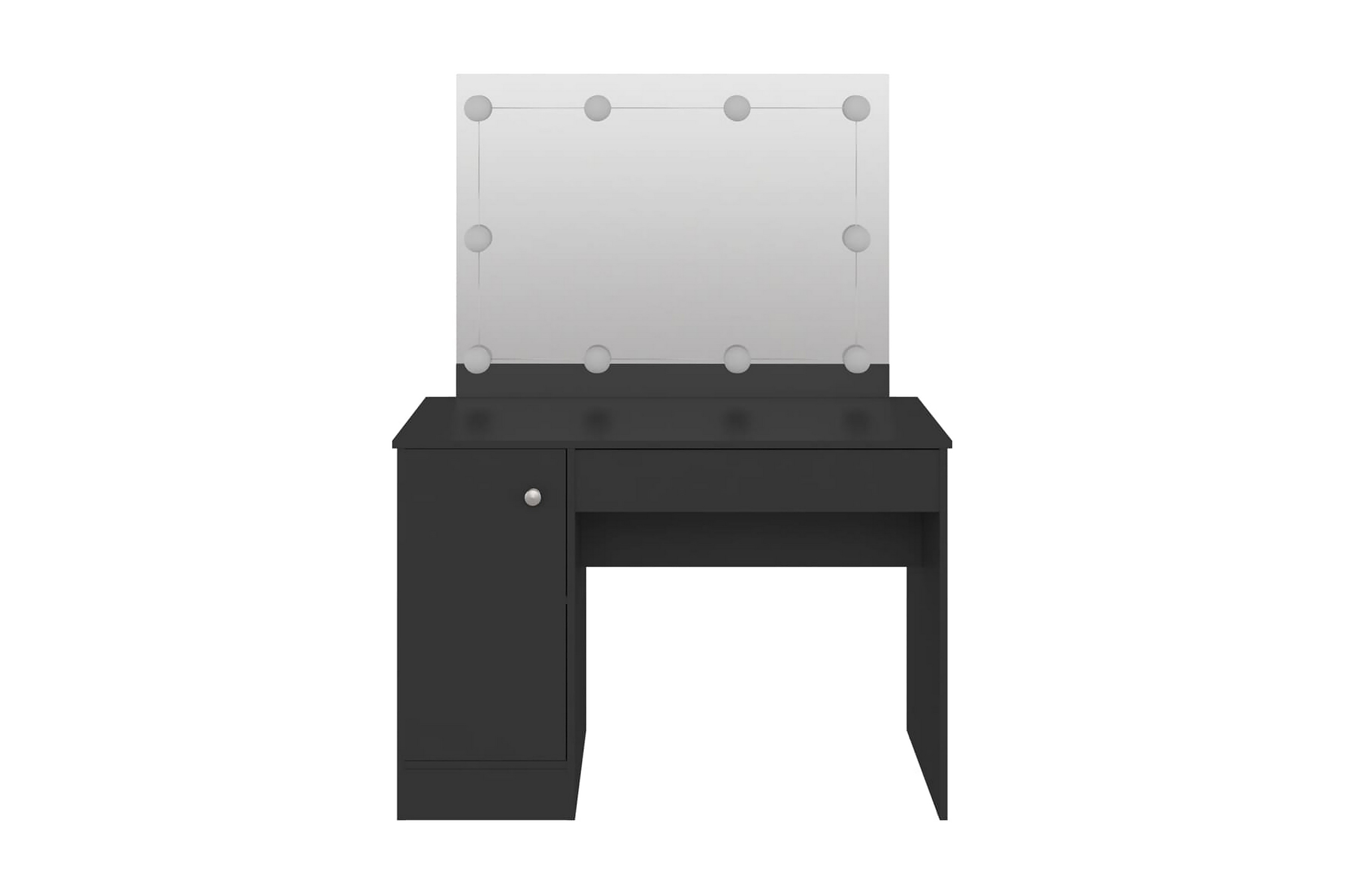 Sminkbord med LED-belysning 110x55x145 cm MDF svart – Svart