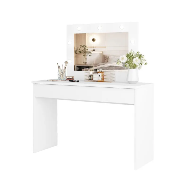 Sminkbord med spegel Eva 1 låda - Vit - Möbler - Bord