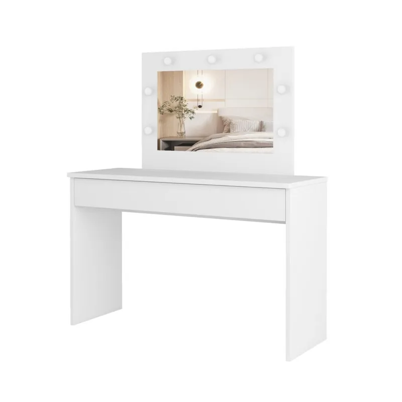 Sminkbord med spegel Eva 1 låda - Vit - Möbler - Bord