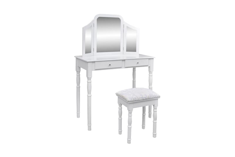 Sminkbord med 3-i-1 spegel och pall 2 lådor vit - Vit - Bord - Sminkbord