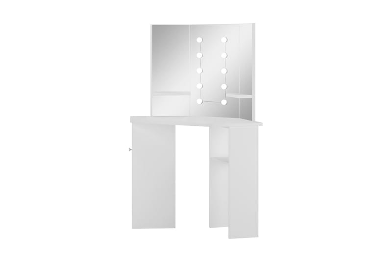 Sminkbord med LED-lampor hörn vit - Vit - Bord - Sminkbord
