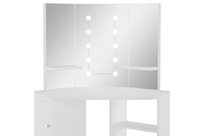 Sminkbord med LED-lampor hörn vit - Vit - Bord - Sminkbord