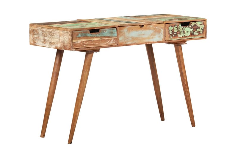 Sminkbord med spegel 112x45x76 cm massivt återvunnet trä - Brun - Möbler - Bord - Sminkbord