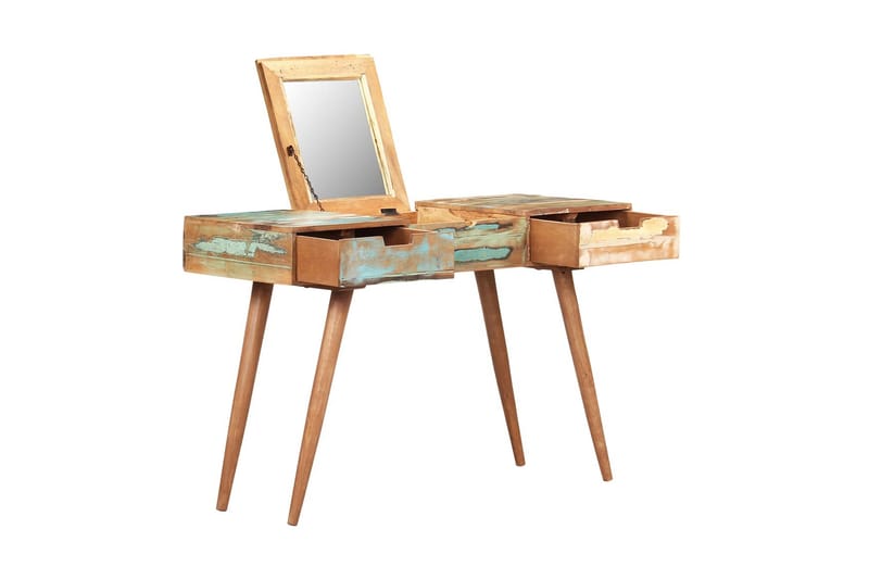 Sminkbord med spegel 112x45x76 cm massivt återvunnet trä - Brun - Möbler - Bord - Sminkbord