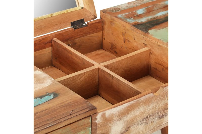 Sminkbord med spegel 112x45x76 cm massivt återvunnet trä - Brun - Möbler - Bord - Sminkbord