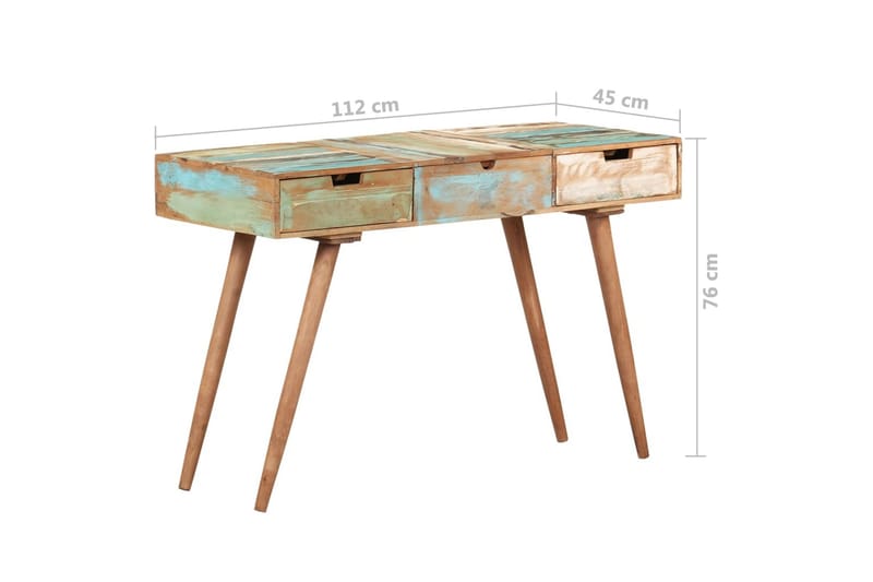 Sminkbord med spegel 112x45x76 cm massivt återvunnet trä - Brun - Möbler - Bord - Sminkbord