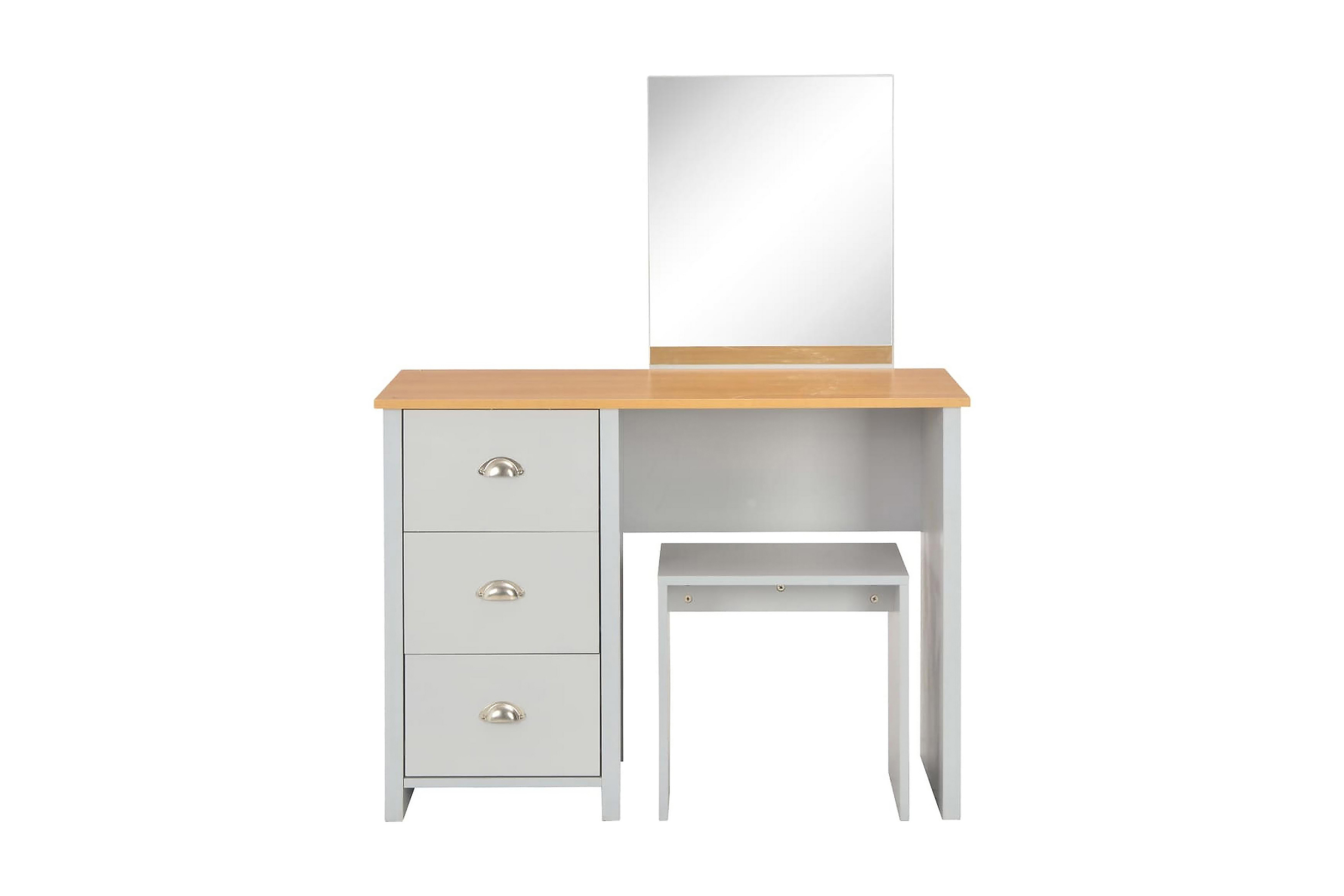 Sminkbord med spegel och pall grå 104x45x131 cm – Grå