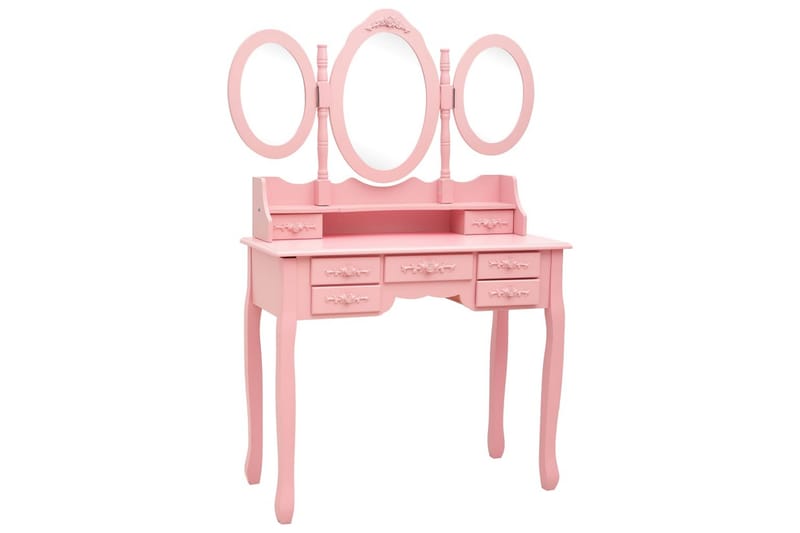 Sminkbord med pall och 3 speglar rosa - Rosa - Möbler - Bord - Sminkbord