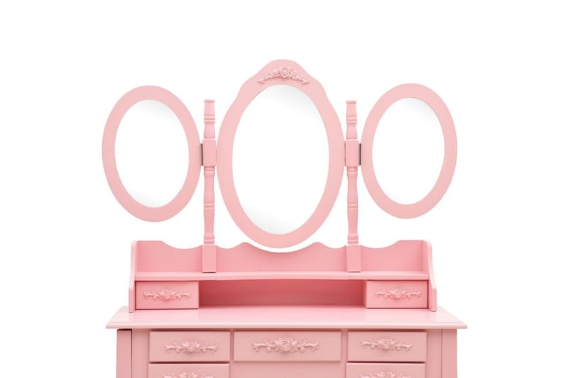 Sminkbord med pall och 3 speglar rosa - Rosa - Möbler - Bord - Sminkbord