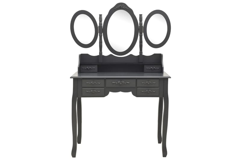 Sminkbord med pall och 3 speglar grå - Grå - Bord - Sminkbord