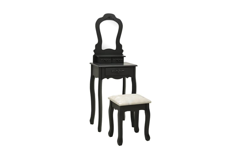 Sminkbord med pall svart 50x59x136 cm paulowniaträ - Svart - Bord - Sminkbord