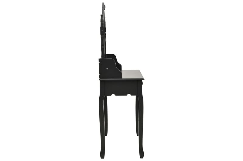 Sminkbord med pall svart 75x69x140 cm paulowniaträ - Svart - Möbler - Bord - Sminkbord