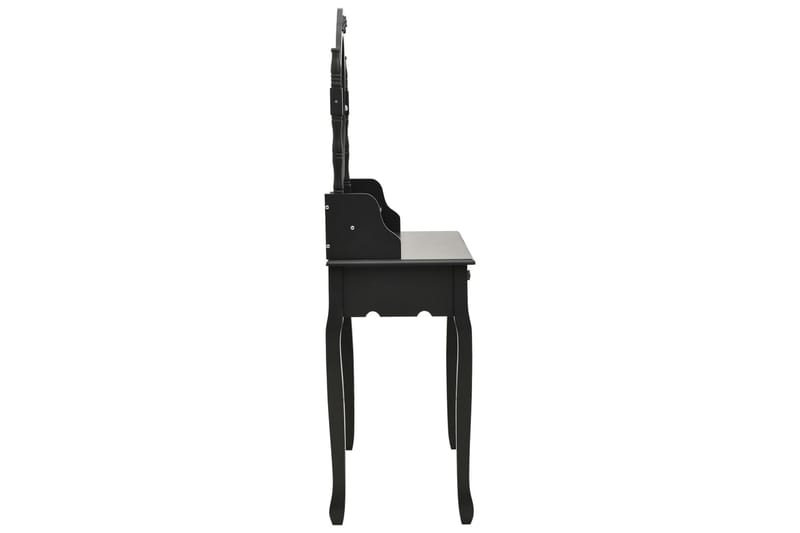 Sminkbord med pall svart 75x69x140 cm paulowniaträ - Svart - Bord - Sminkbord