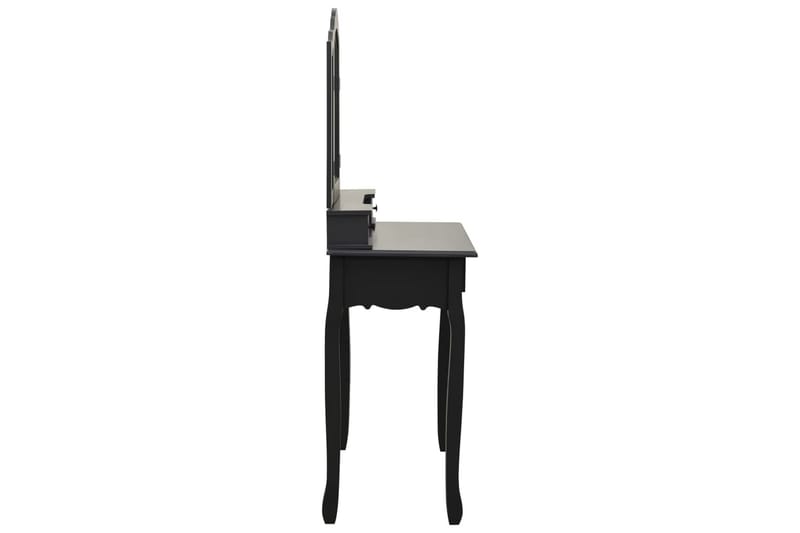Sminkbord med pall svart 80x69x141 cm paulowniaträ - Svart - Bord - Sminkbord