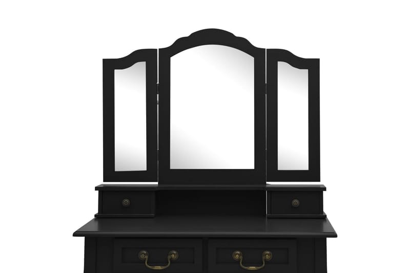 Sminkbord med pall svart 80x69x141 cm paulowniaträ - Svart - Bord - Sminkbord