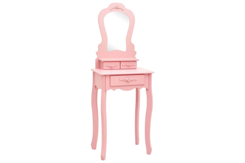 Sminkbord med pall rosa 50x59x136 cm paulowniaträ - Rosa - Möbler - Bord - Sminkbord