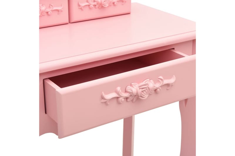 Sminkbord med pall rosa 50x59x136 cm paulowniaträ - Rosa - Möbler - Bord - Sminkbord
